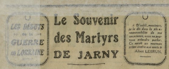 Souvenir des martyrs de jarny er 28 08 1920